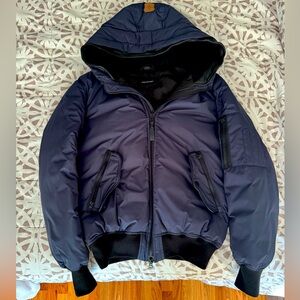Mackage Puffer Jacket Size M Navy Blue with Black Trim